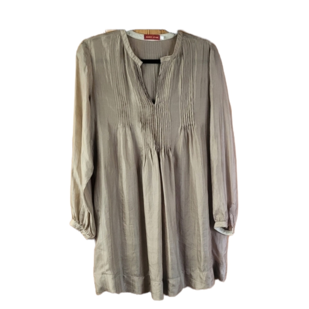 Bianco Levrin 100% Silk Beige Tunic